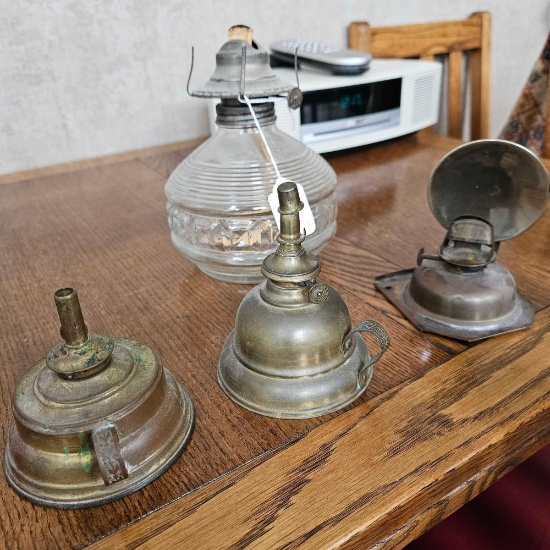 SMALL GLASS LANTERN AND ALCOHOL LAMPS