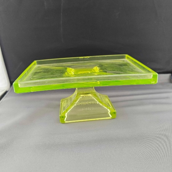 YELLOW VASELINE GLASS CANDY DISH
