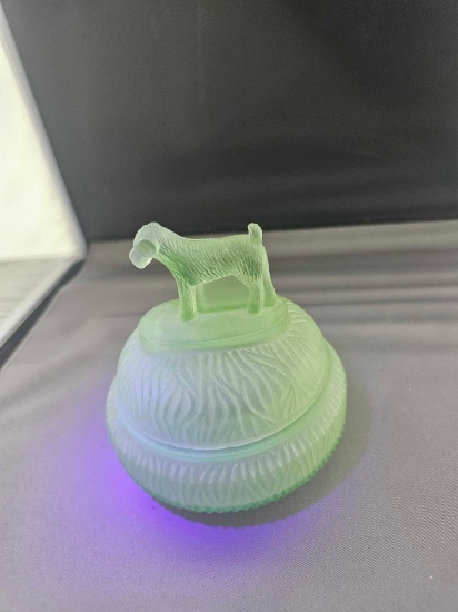 VASLINE GLASS CANDY DISH STANDING TERRIER DOG