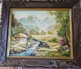 VINTAGE ASIAN OIL ON CANVAS