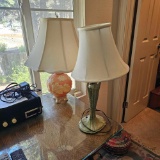 VINTAGE PINK AND MILK GLASS LAMP