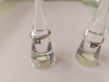 TWO 14K WHITE GOLD AND DIAMOND RINGS