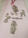 STERLING SILVER PINS-RINGS-CHRISTMAS DECORATION