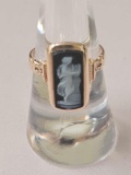 14K BLACK STONE CAMEO RING