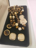VINTAGE HANDCRAFTED GEISHA BONE TIGER EYE NECKLACE