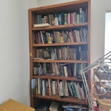 2 OAK BOOKSHELVES WITH CONTENTS