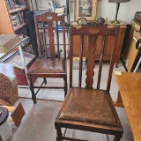 2 VINTAGE OAK SIDE CHAIRS