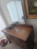 ANTIQUE OAK DRESSER WITH TILTING MIRROR