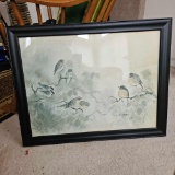1930 ORIGINAL WATERCOLOR - BIRDS ON FOLIAGE