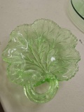 VASELINE GLASS LEAF SHAPED SMALL CANDY DISH