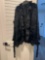 BLACK FUR COAT WITH TIE WAIST