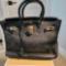 BLACK DESIGNER BAG MARKED HERMES