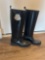 MONCLER BLACK KNEE HIGH BOOTS