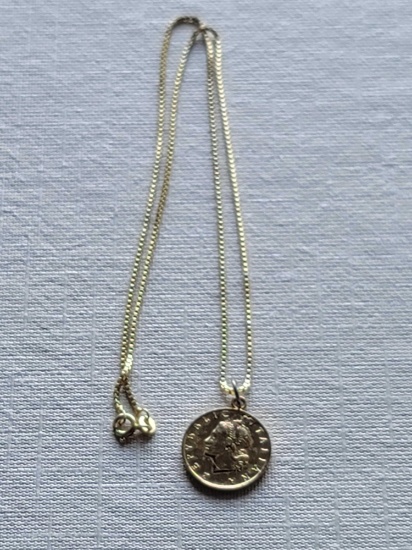 NECKLACE WITH COIN PENDENT