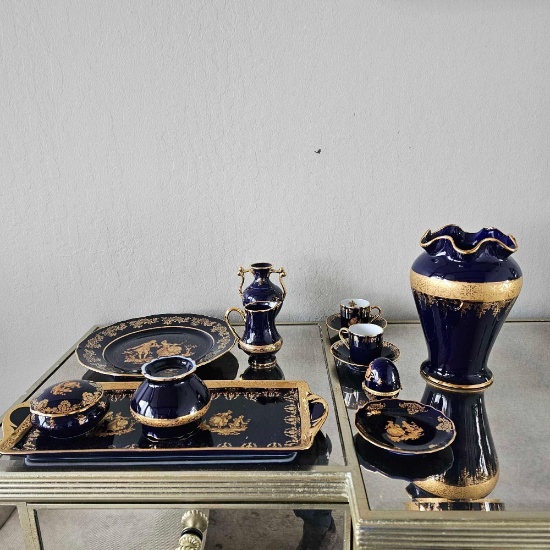 22k PORCELAINE LIMOGES TRAY SET