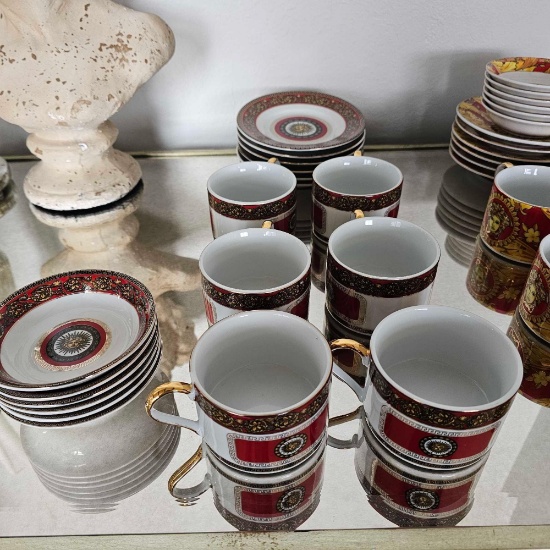 MEDUSA MOTIF VERSACE DESIGNED PORCELAIN CUP AND SAUCERS