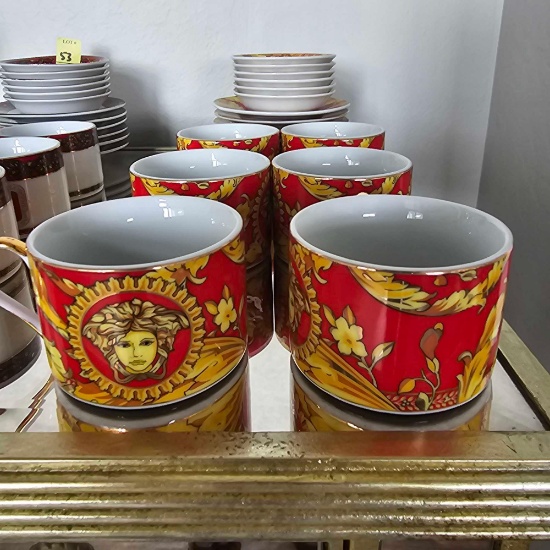 VERSACE DESIGNED PORCELAIN CUP AND SAUCERS