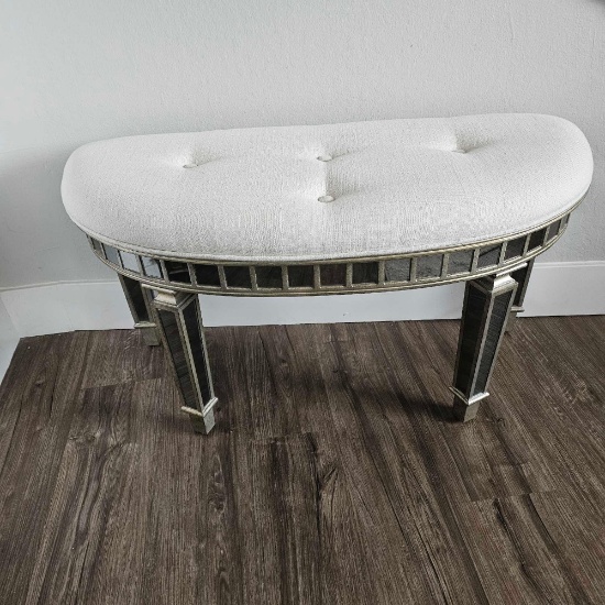 GARBO MIRRORED DEMILUNE BENCH AND MIRROR COMBO