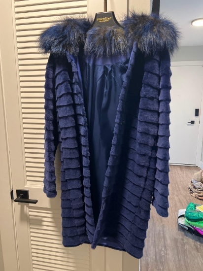 BLUE GREEN FUR COAT MAXIMILIAN BLOOMINGDALES WITH TAG