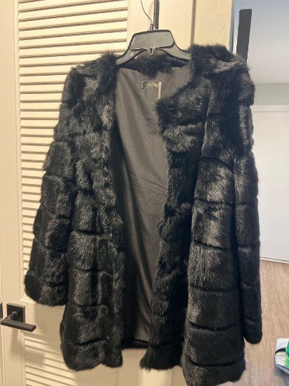 RABBIT FUR COAT BLACK LOVE TOKEN