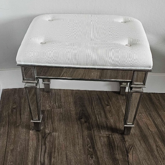 HOLLYWOOD REGENCY GLAMOUR STYLE FABRIC VANITY BENCH