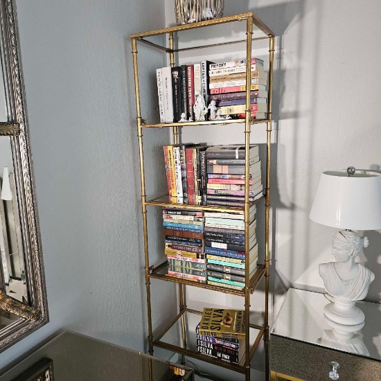 BOOKSHELF WITH BOOKS AND KNICK-KNACKS
