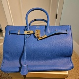 BLUE DESIGNER BAG MARKED HERMES