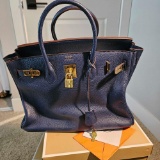 DARK BLUE DESIGNER BAG MARKED HERMES