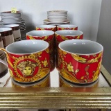 VERSACE DESIGNED PORCELAIN CUP AND SAUCERS