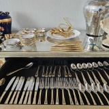 SILVERWARE LOT AND TEA SETS