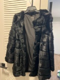 RABBIT FUR COAT BLACK LOVE TOKEN