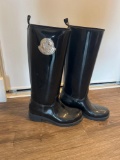 MONCLER BLACK KNEE HIGH BOOTS
