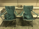 2 Matching camping chairs, clean, green & tan (lot 10)