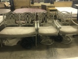 Outdoor 3pc. Patio Set: 2 person bench & 2 swivel chairs (lot 10)