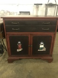Wood cabinet made by Brickwede with lighthouse decals (lot 10)