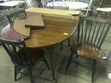 Kitchen table with 4 chairs, table covers & extra leaves (lot 10)