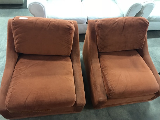 Set of 2 Matching Orange Chairs (lot 3)