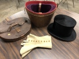 Vintage Top Hat with Leather Case (lot 9)