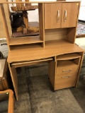Desk with moveable filing cabinet (lot 1)