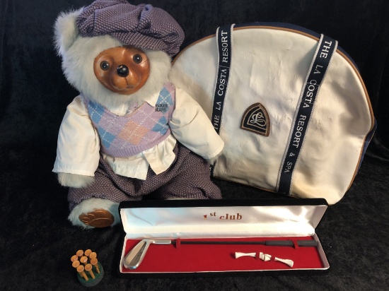 Collectible Raikes Bears "Arnold" Bear with Golf Memorabilia