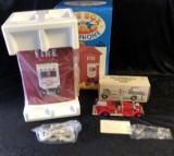 Collectible Fire Engine Piggy Bank & Fire Box Phone