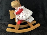 Collectible Porcelain Baby Doll Rockabye Baby On Rocking Horse
