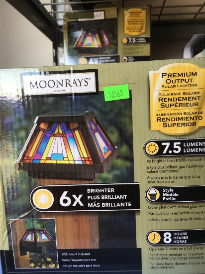 Moonrays Post Cap Lamp In Stained Glass Design (6x Brighter Solar Powered LED