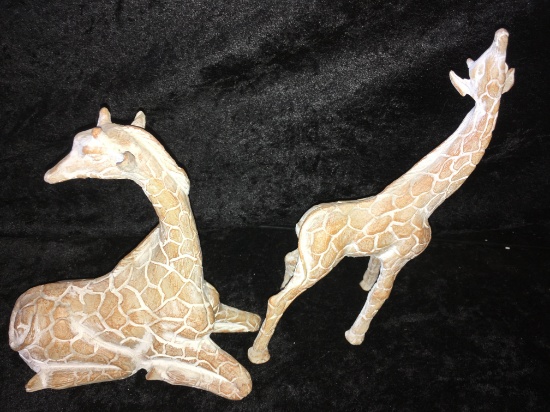 *HOME INTERIORS, CHILDREN OF THE SAVANNA, SET OF TWO, RESIN GIRAFFE STATUES!! $25-$30