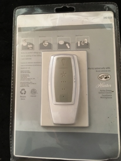*Hampton Bay Universal Ceiling Fan Remote by Hunter Control Full Function $15/20