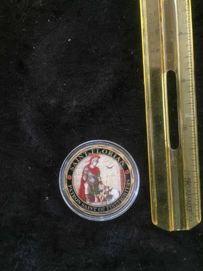 *Firefighter challenge coin Saint Florian patron of firefighters Catholic $10/15