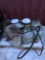 Propane tanks, oil buckets, can
