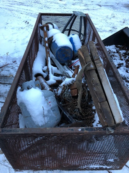 Steel work box/contents, pipe ends, propane cylinder, and more