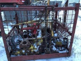 Steel job site work box with contents/Handrails, pipe collars, oil field equipment