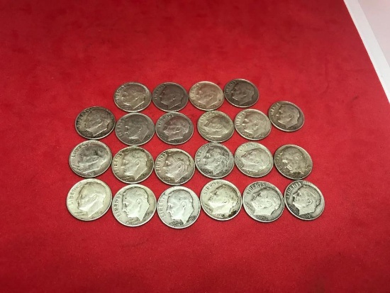 Various Roosevelt Dimes, 90% Silver